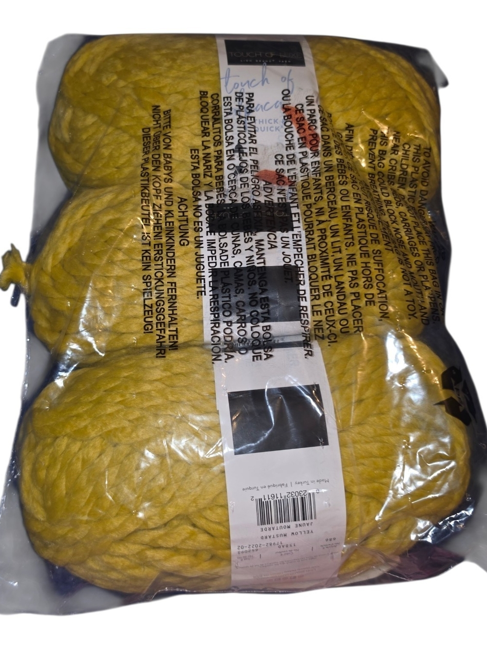 Lion Brand Touch of Luxe Yarn Yellow Mustard Lot of 4 Jumbo Discontinued